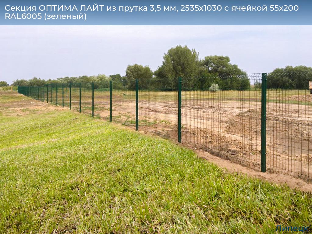 Секция ОПТИМА ЛАЙТ из прутка 3,5 мм, 2535x1030 с ячейкой 55х200 RAL6005 (зеленый), lipetsk.doorhan.ru
