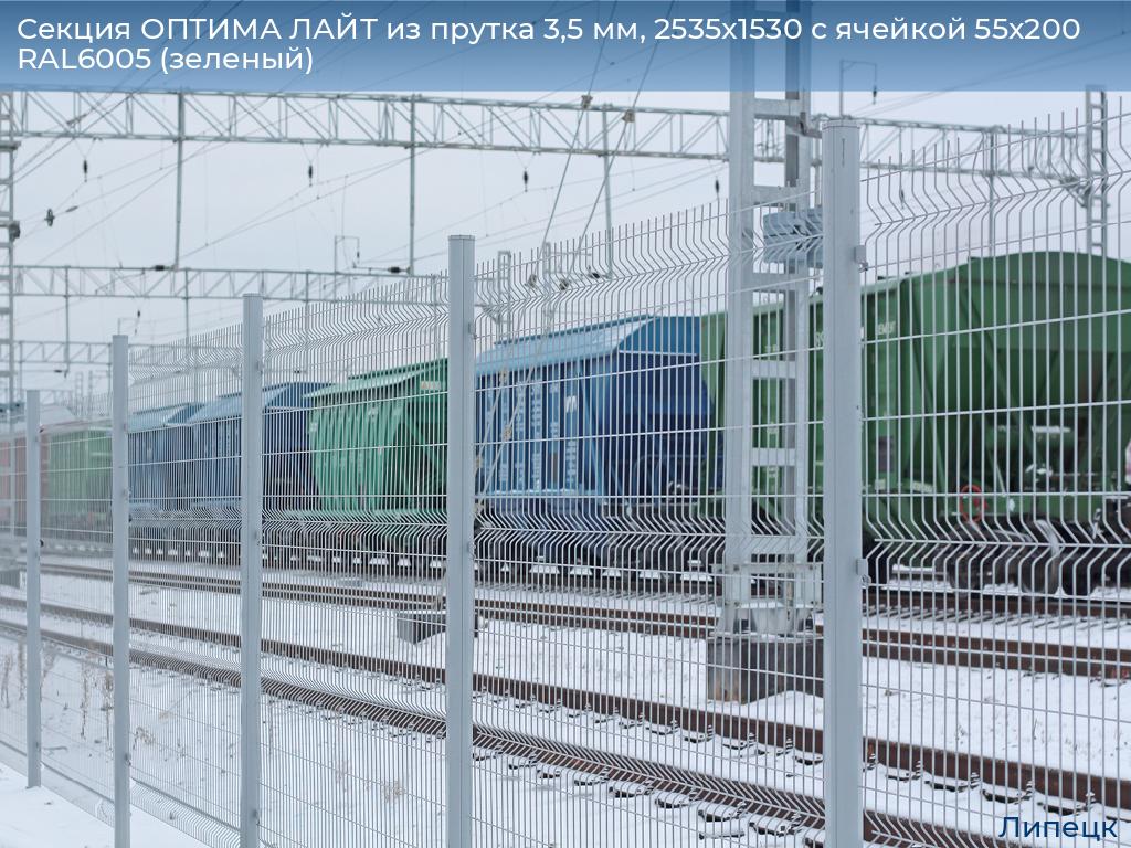 Секция ОПТИМА ЛАЙТ из прутка 3,5 мм, 2535x1530 с ячейкой 55х200 RAL6005 (зеленый), lipetsk.doorhan.ru