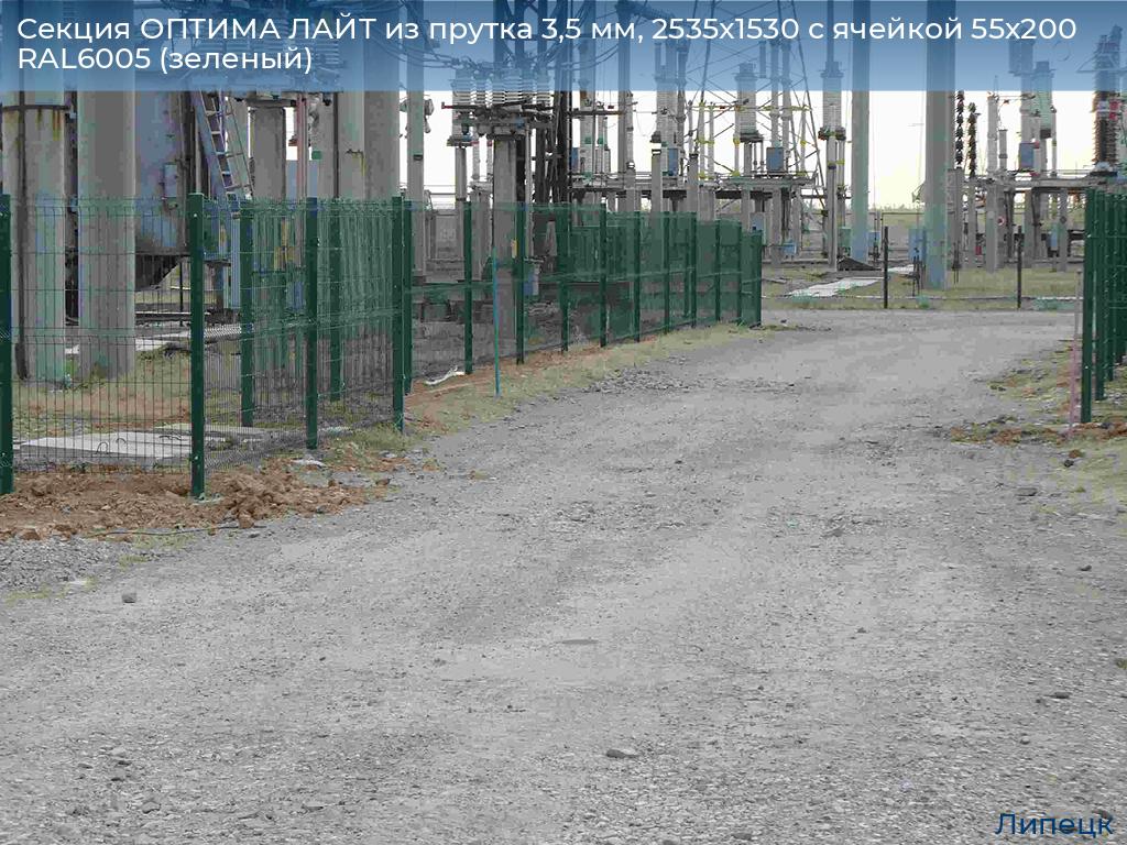 Секция ОПТИМА ЛАЙТ из прутка 3,5 мм, 2535x1530 с ячейкой 55х200 RAL6005 (зеленый), lipetsk.doorhan.ru